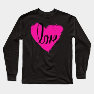 Hot Pink Heart Love, Valentine's Day, Romance, Romantic Long Sleeve T-Shirt